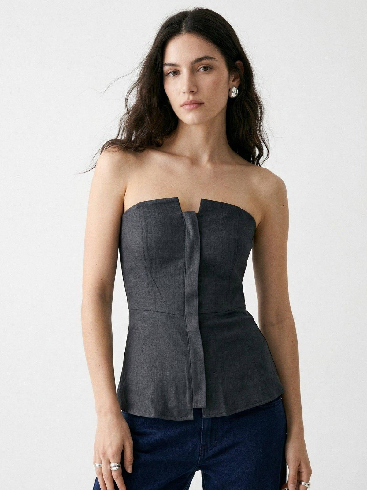 Charcoal Structured Tube Top | TT90 - view 2