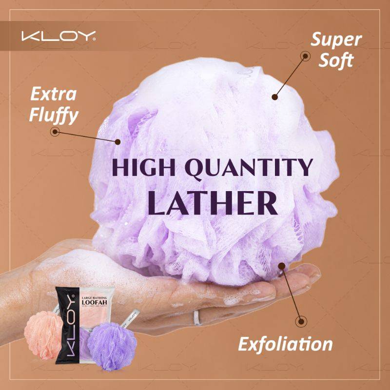 Large Bath Loofah Sponge Scrubber Exfoliator - Peach And Purple (Pack Of 2 ) | H02 - view 3