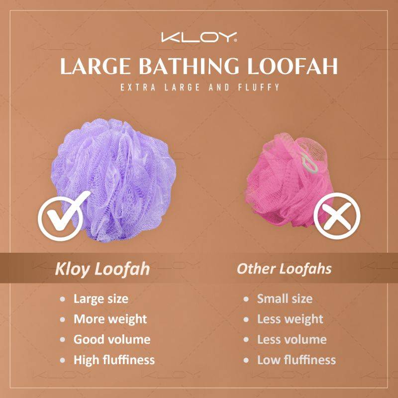 Large Bath Loofah Sponge Scrubber Exfoliator - Peach And Purple (Pack Of 2 ) | H02 - view 5