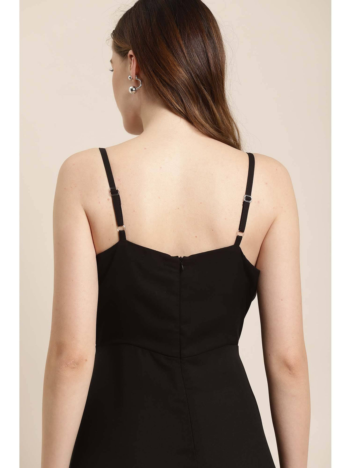 Black Solid Long Dress | D56 - view 5