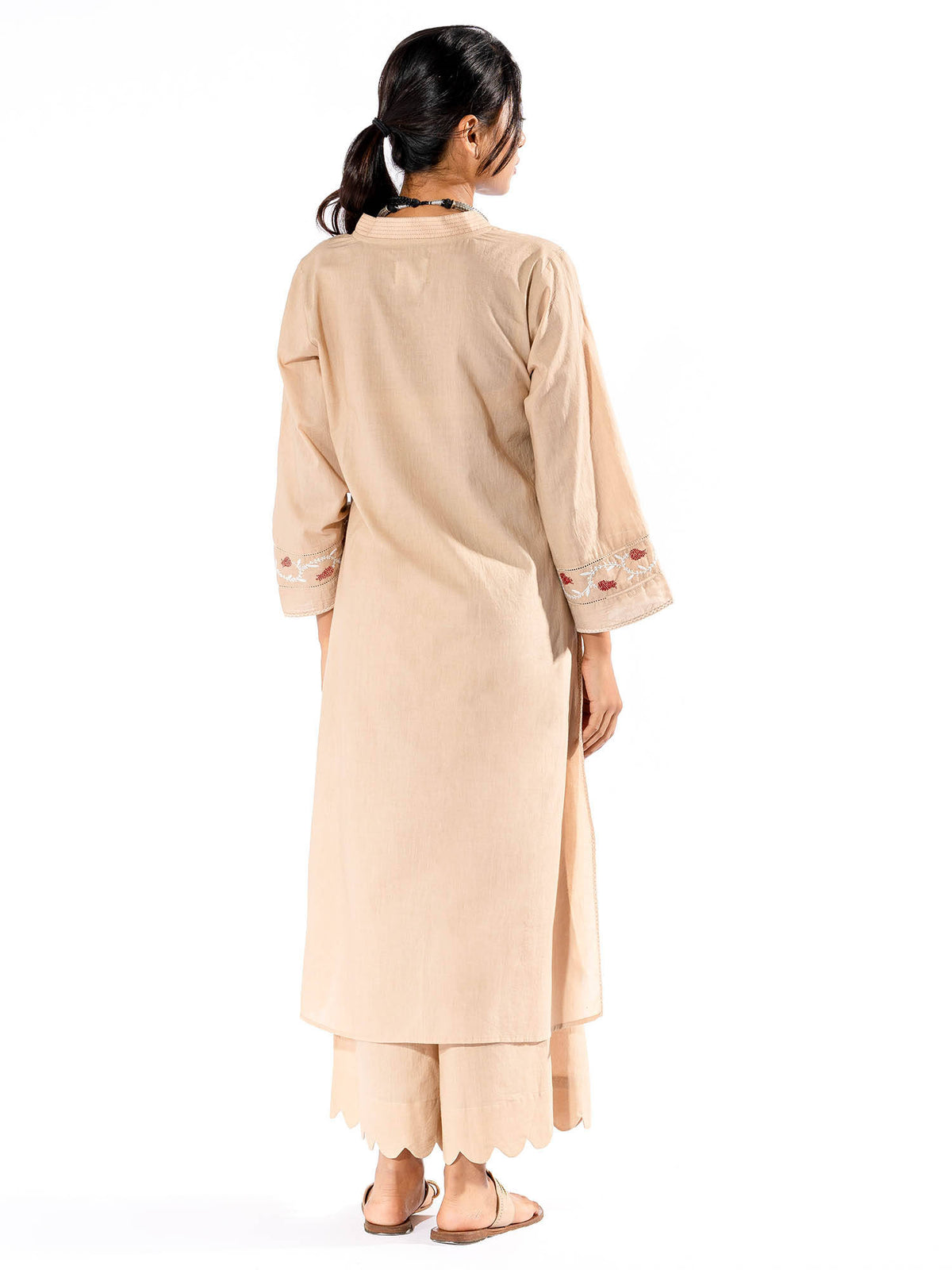 Peach Chikan Cotton Kurta | U3S - view 14
