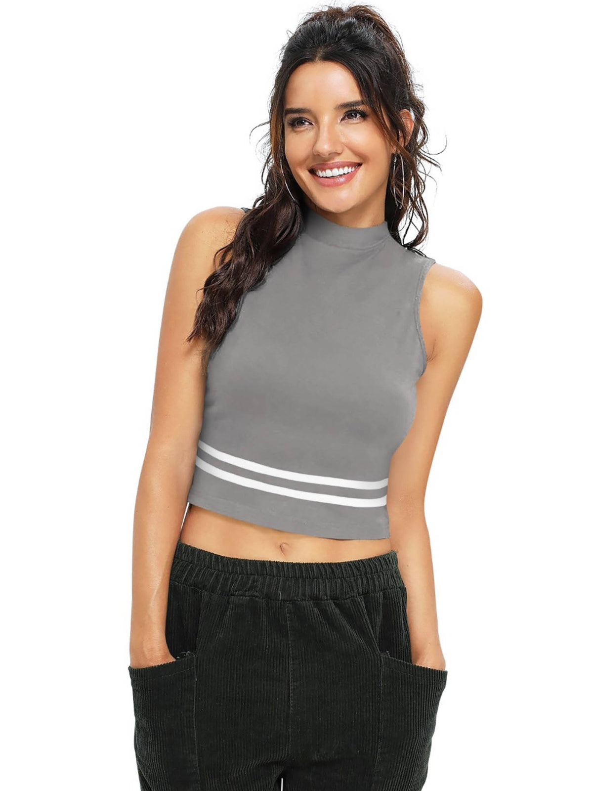 Royal Blue Knit Fabric Crop Top for Women | CT61 - view 9