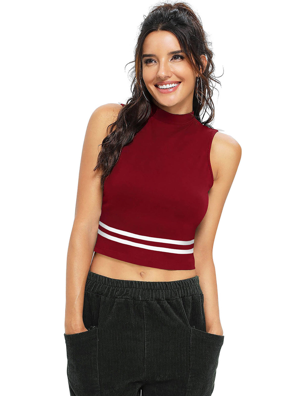 Black Knit Fabric Crop Top for Women | CT61 - view 17