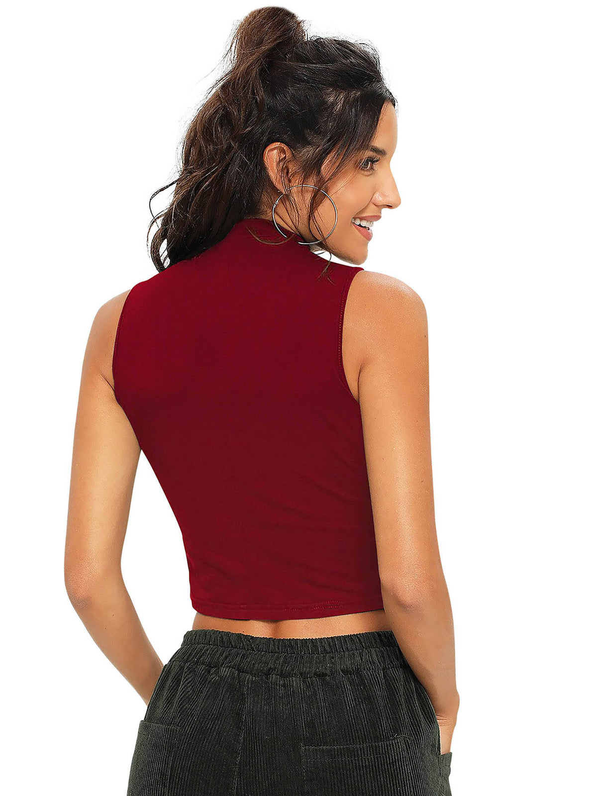 Maroon Knit Fabric Crop Top for Women | CT61 - view 4