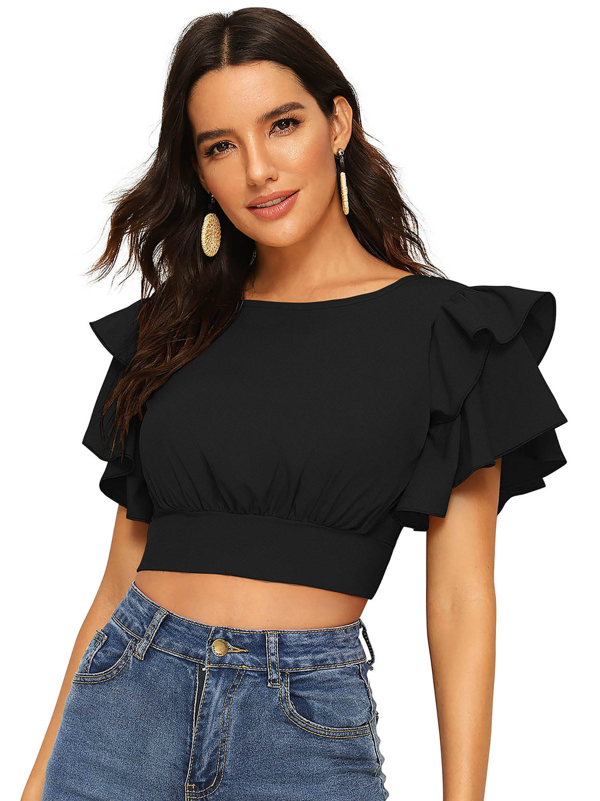 Teal Knit Fabric Crop Top for Women | CT61 - view 11
