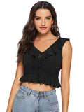 Black Knit Fabric Crop Top for Women | CT61 - view 1