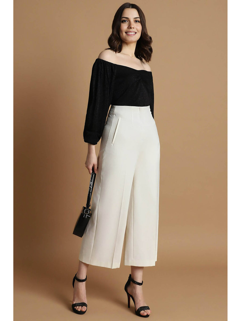 Women Black Solid Party Top | TT90 - view 2