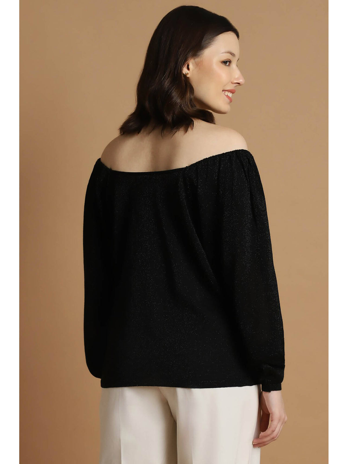 Women Black Solid Party Top | TT90 - view 3