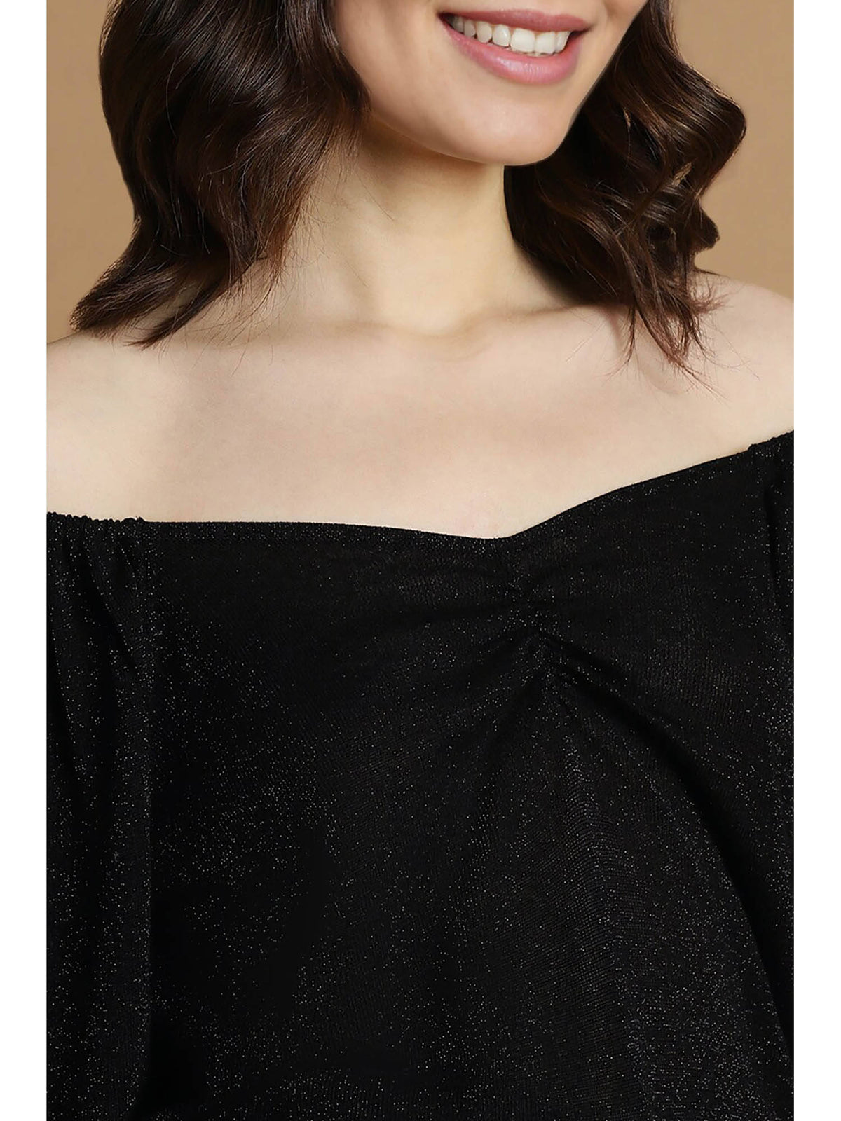 Women Black Solid Party Top | TT90 - view 5