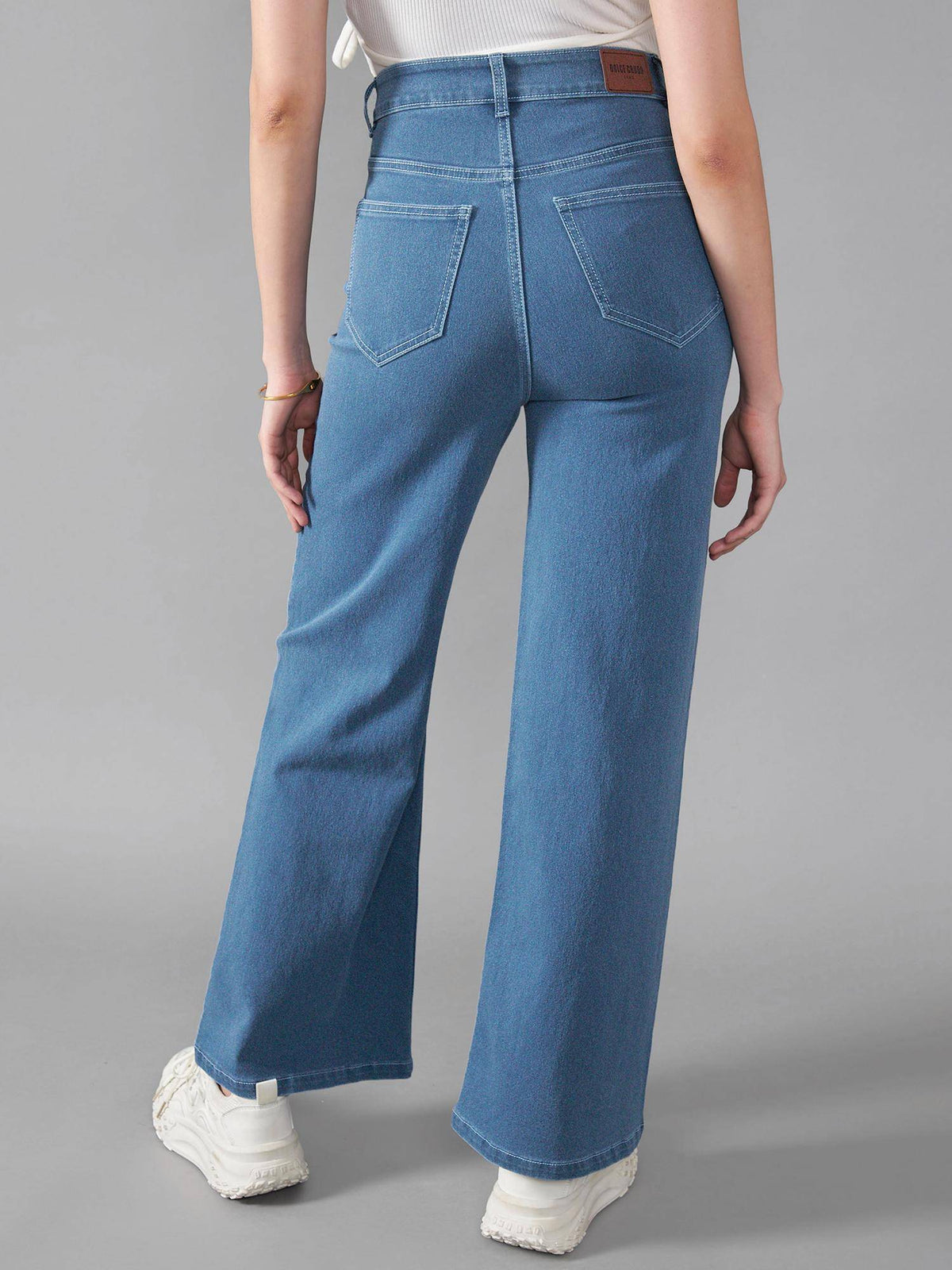 Womens Blue Wide Leg High Rise Stretchable Jeans | WL90 - view 4