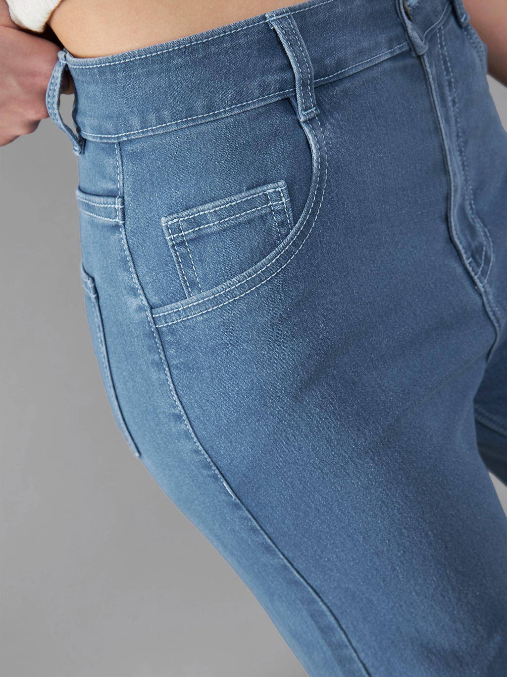 Womens Blue Wide Leg High Rise Stretchable Jeans | WL90 - view 5