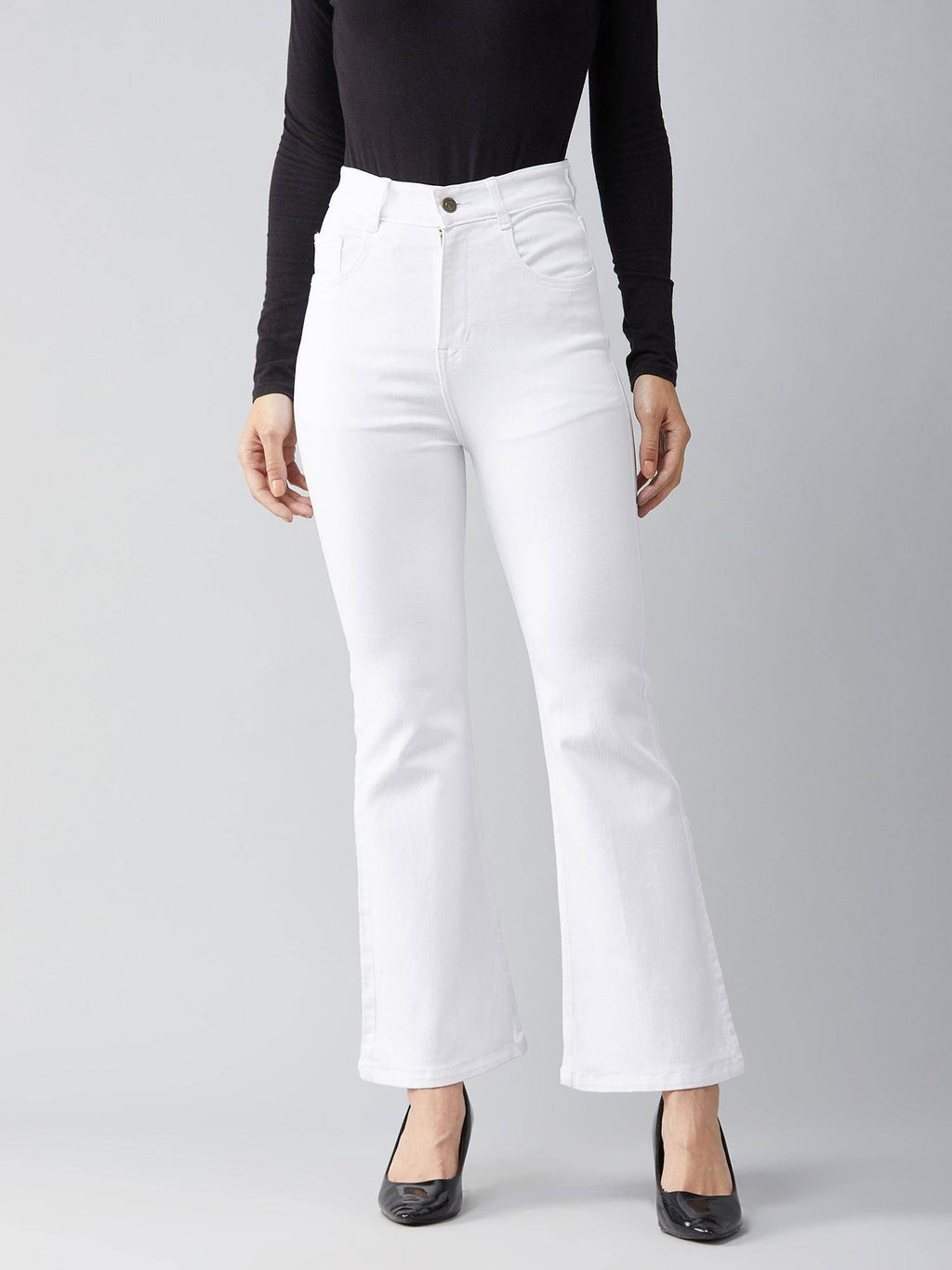 Womens White Bootcut High Rise Regular Stretchable Jeans | BT10 - view 1