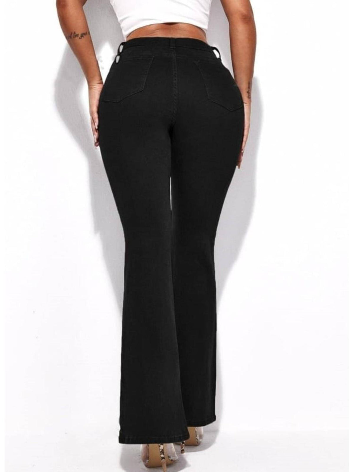 Womens Black High Rise Classic Bootcut Jeans | BT10 - view 2