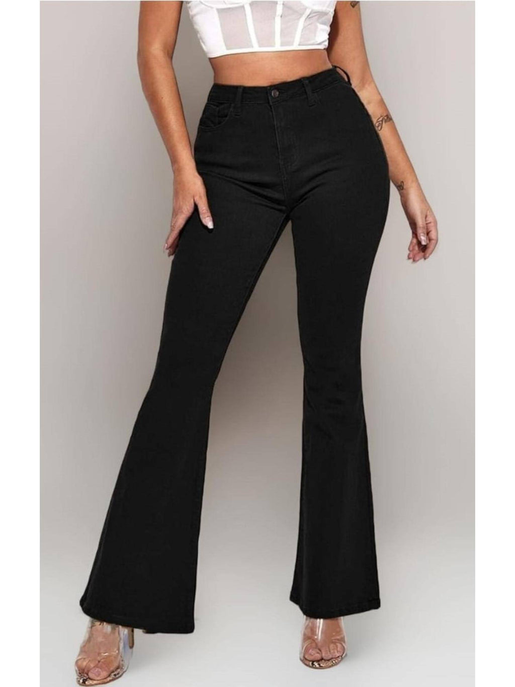 Womens Black High Rise Classic Bootcut Jeans | BT10 - view 3