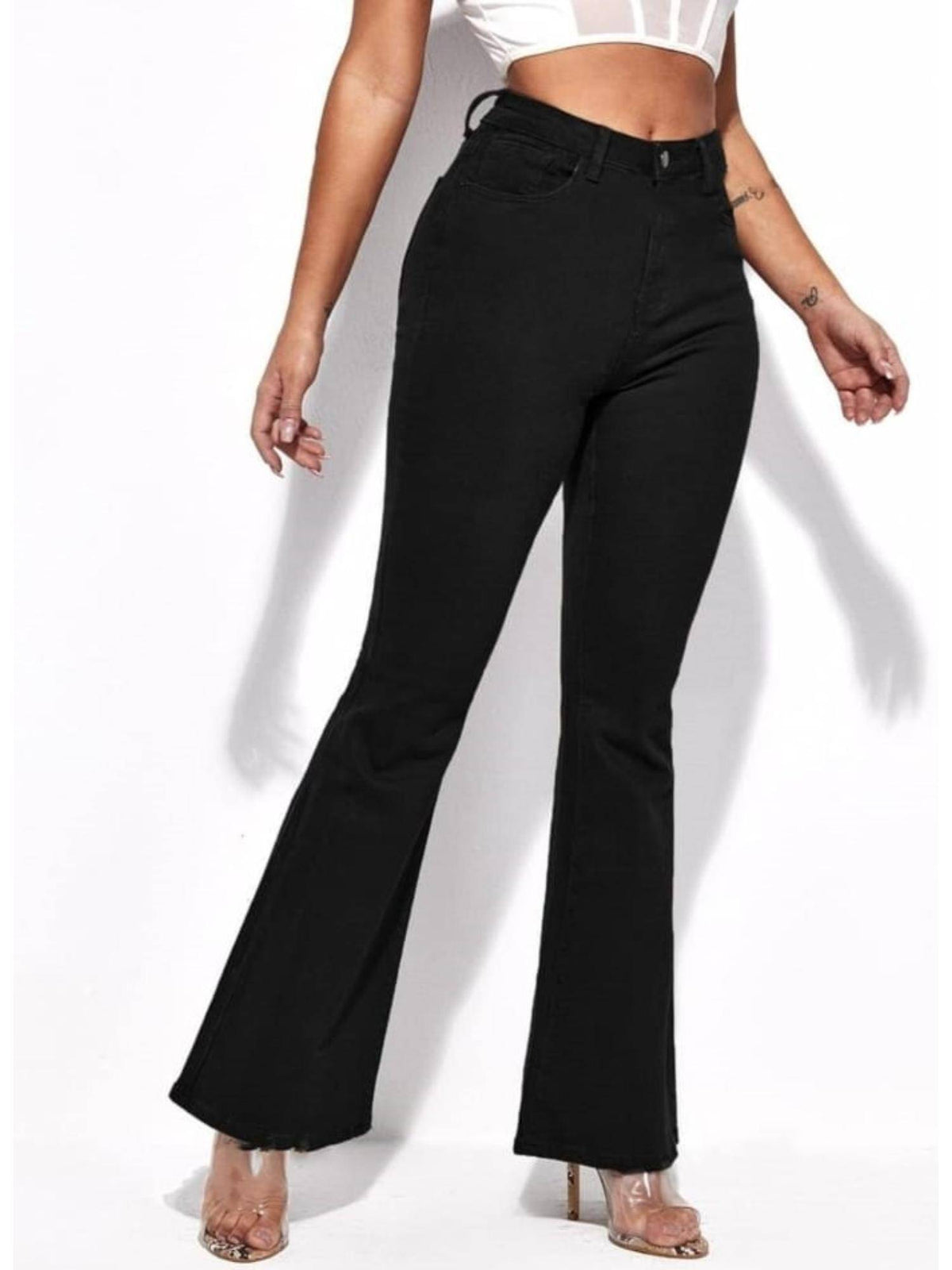 Womens Black High Rise Classic Bootcut Jeans | BT10 - view 4