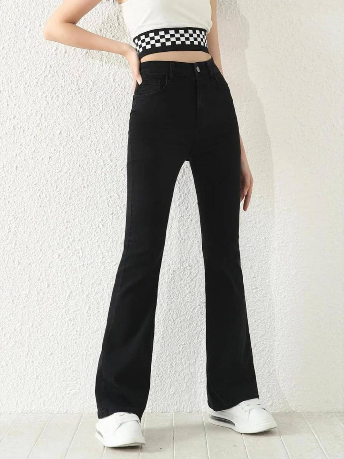 Womens Black High Rise Clean Look Bootcut Jeans | BT10 - view 3