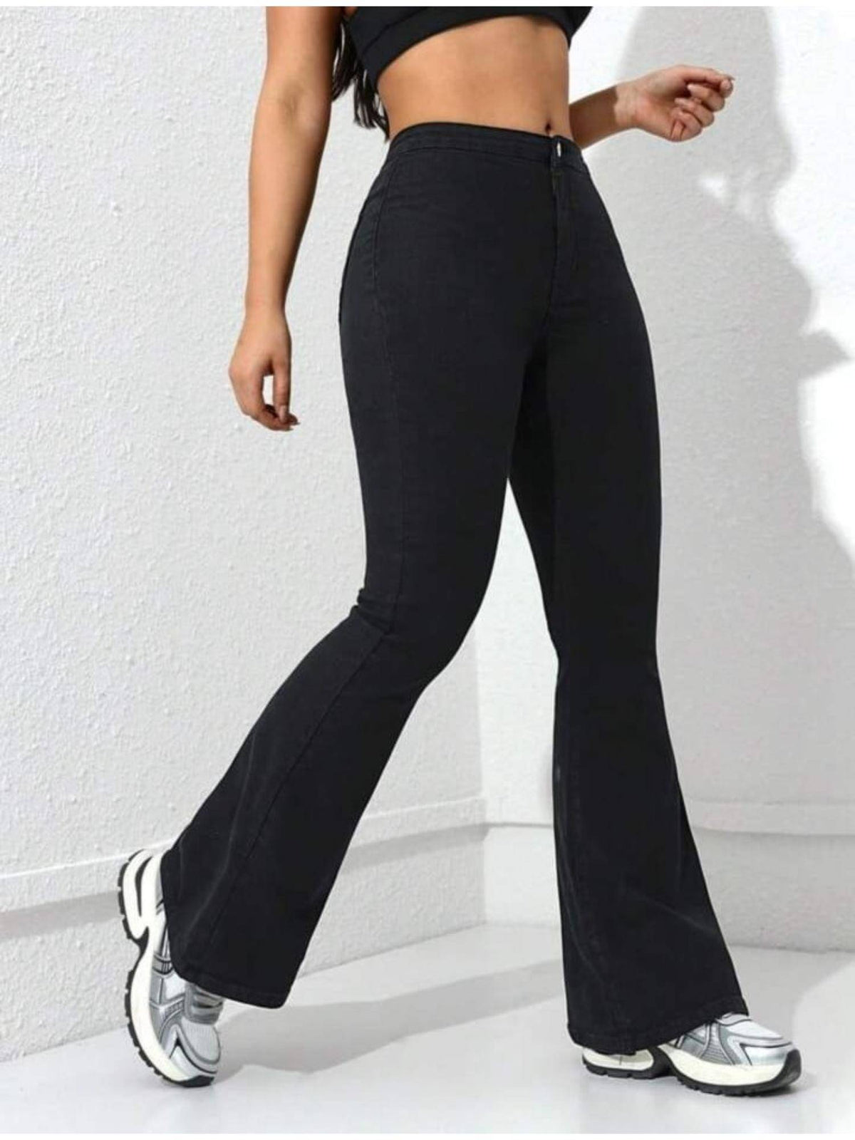 Womens Black High Rise Bootcut Jeans | BT10 - view 1