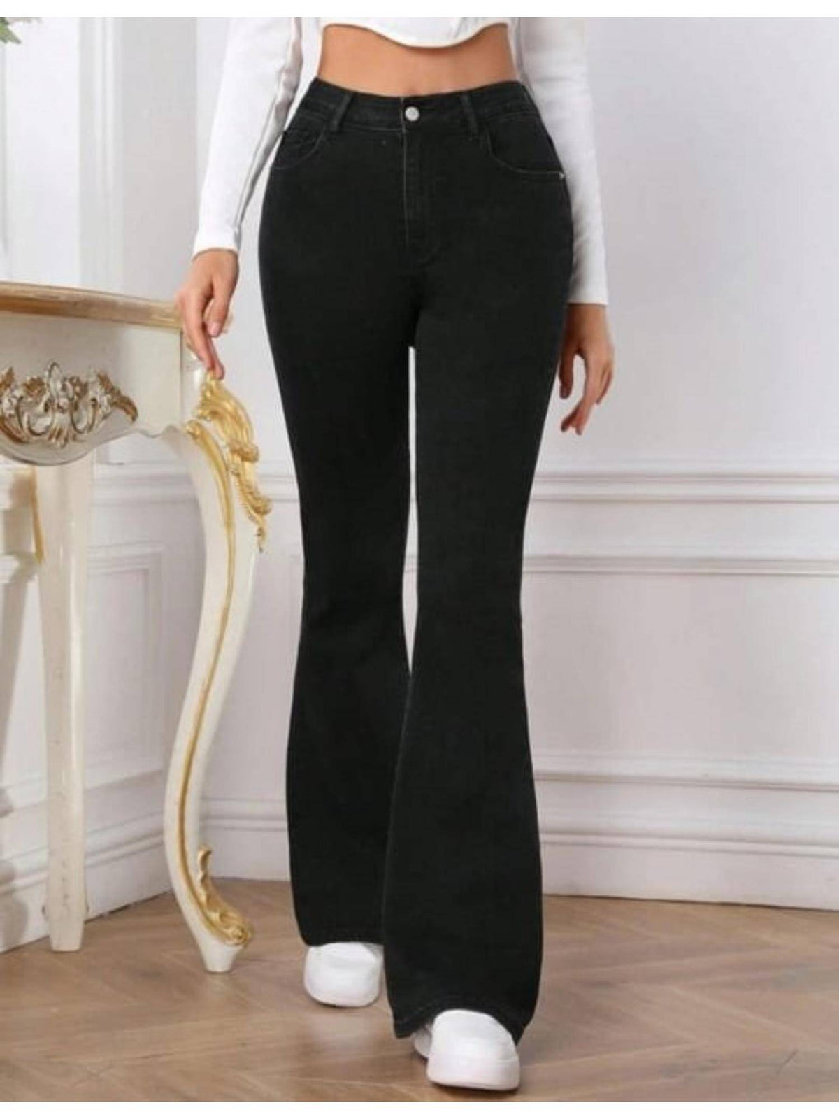 Womens Black High Rise Soft Touch Bootcut Jeans | BT10 - view 1