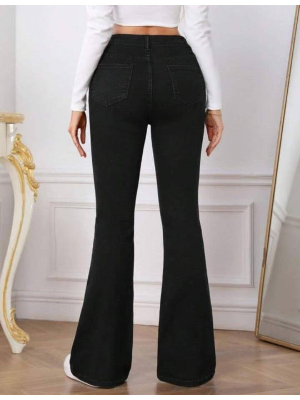 Womens Black High Rise Soft Touch Bootcut Jeans | BT10 - view 3