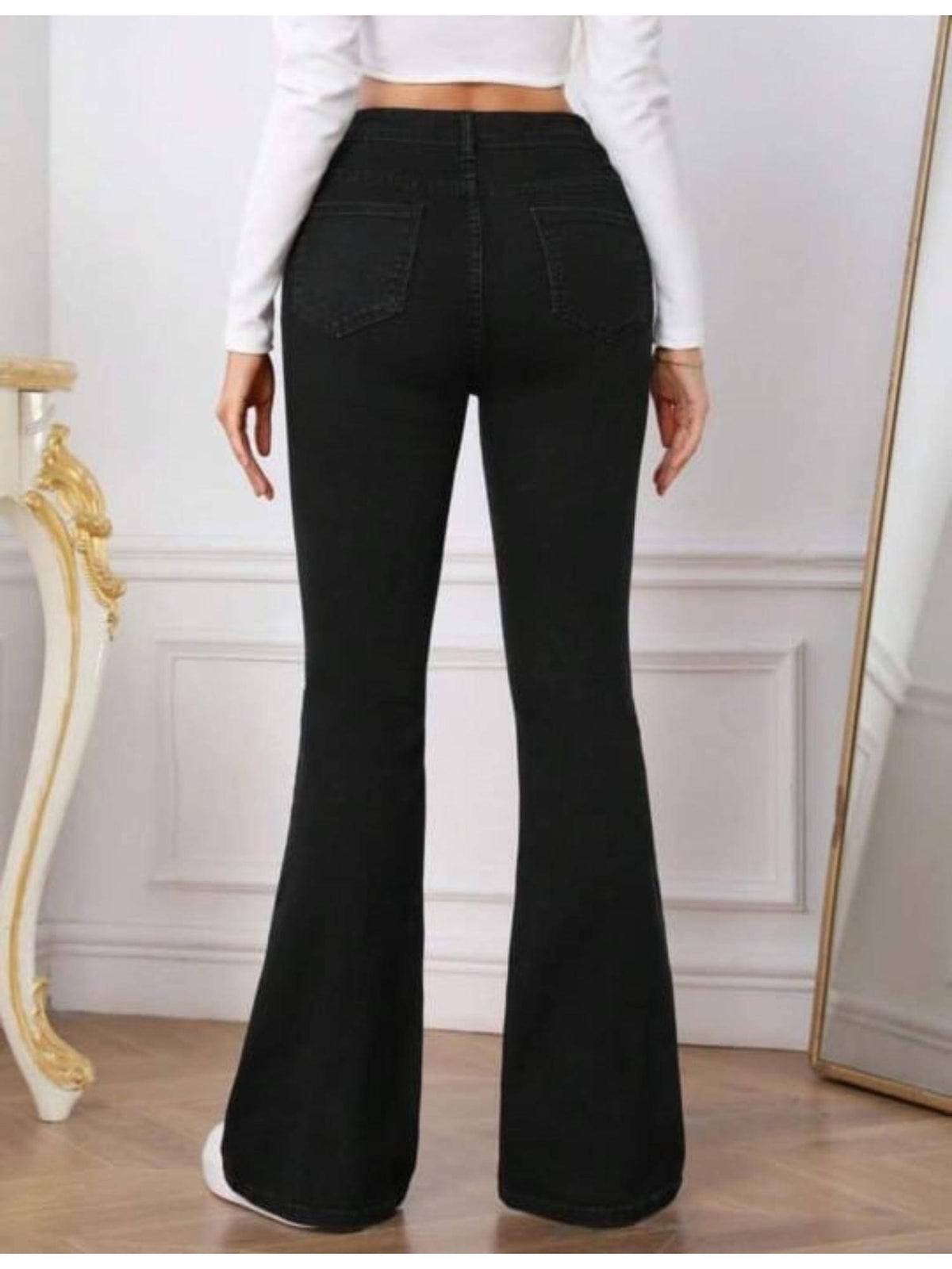 Womens Black High Rise Soft Touch Bootcut Jeans | BT10 - view 3
