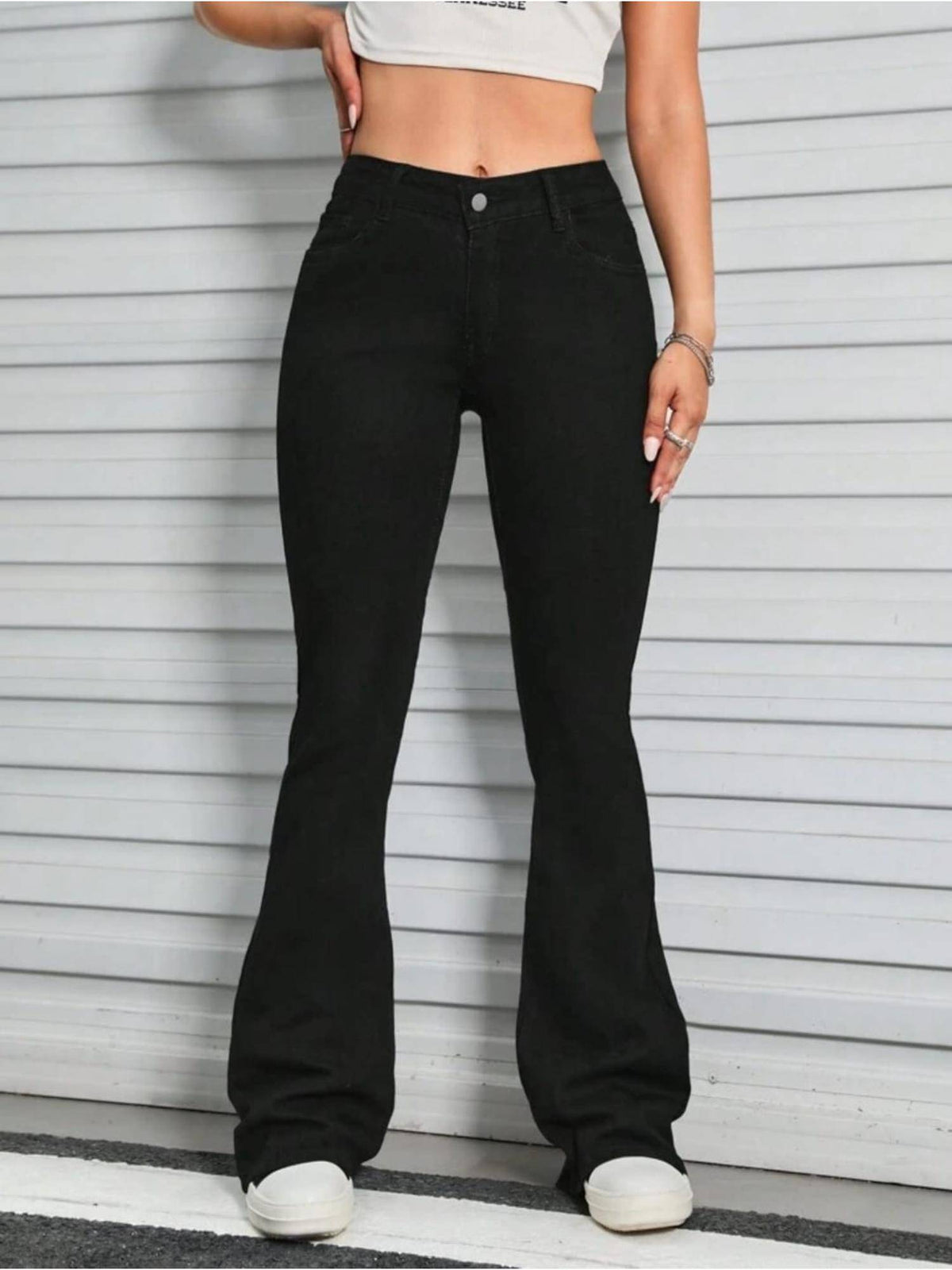 Womens Black High Rise Classic Bootcut Jeans | BT10 - view 1