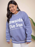 Lavender Cotton Round Neck Full Sleeves Typography Sweatshirt | HD56 - view 1