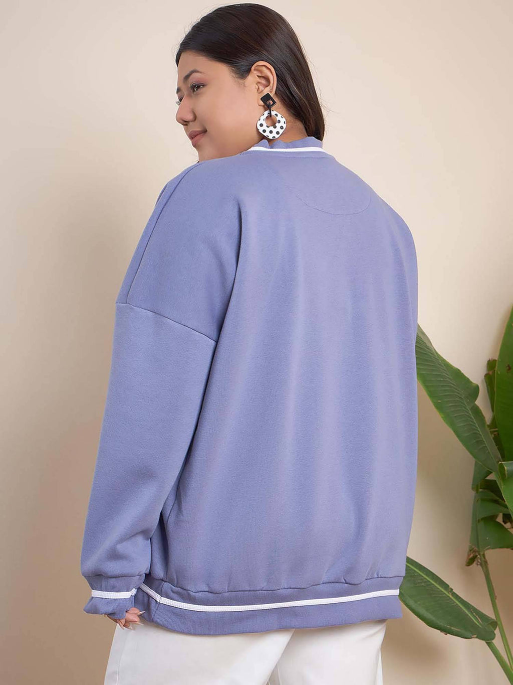 Lavender Cotton Round Neck Full Sleeves Typography Sweatshirt | HD56 - view 4