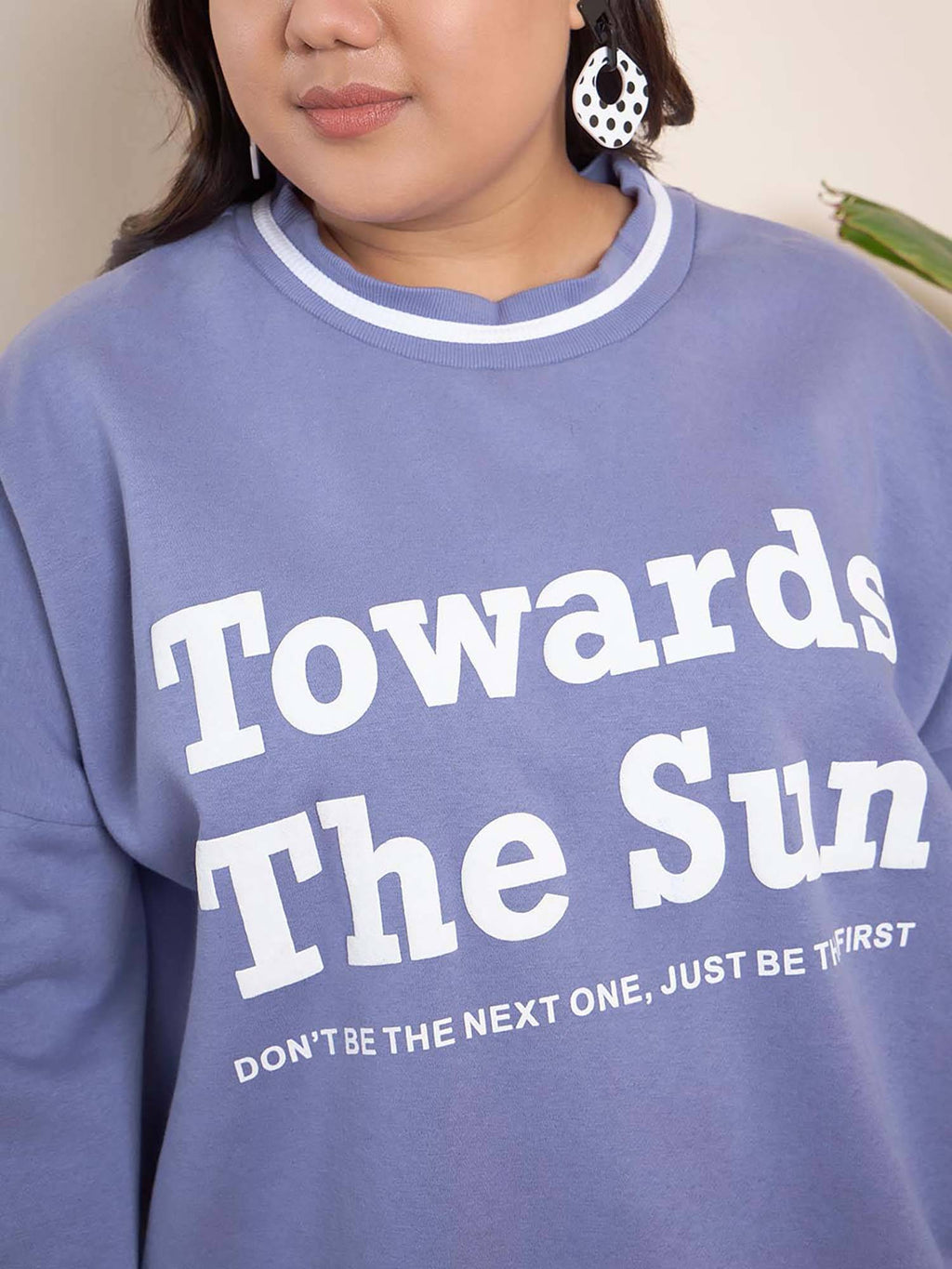 Lavender Cotton Round Neck Full Sleeves Typography Sweatshirt | HD56 - view 5