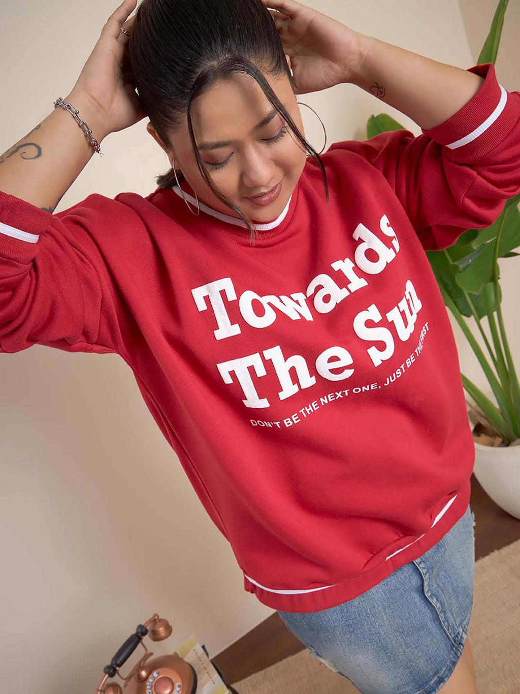 Lavender Cotton Round Neck Full Sleeves Typography Sweatshirt | HD56 - view 36