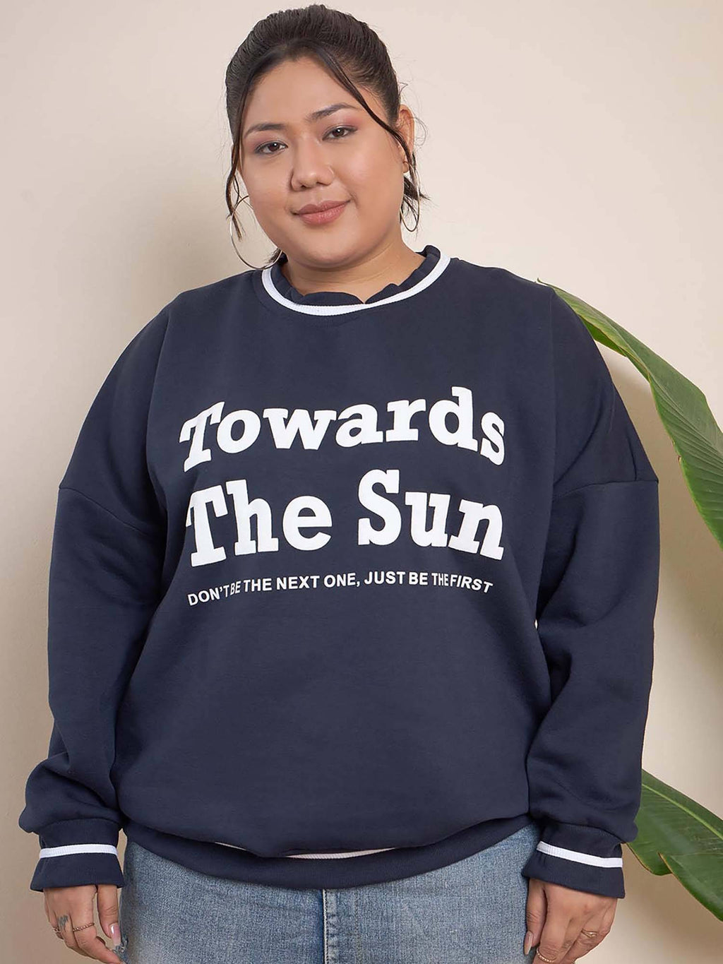 Lavender Cotton Round Neck Full Sleeves Typography Sweatshirt | HD56 - view 25