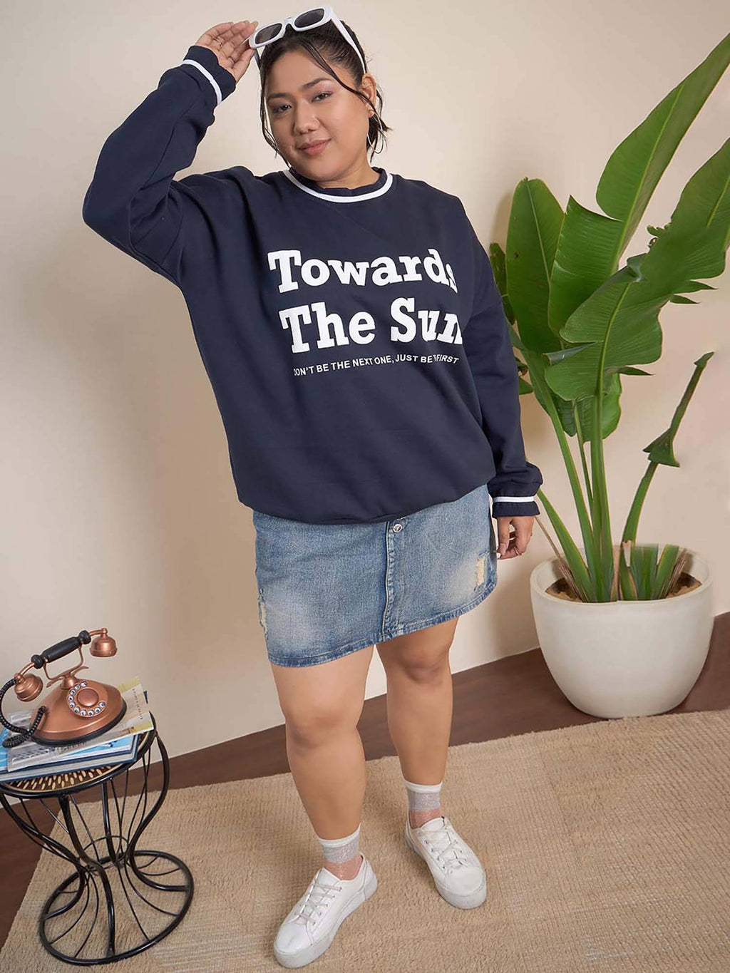 Lavender Cotton Round Neck Full Sleeves Typography Sweatshirt | HD56 - view 26