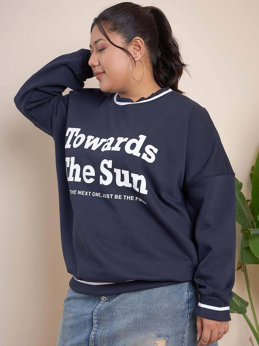 Lavender Cotton Round Neck Full Sleeves Typography Sweatshirt | HD56 - view 27