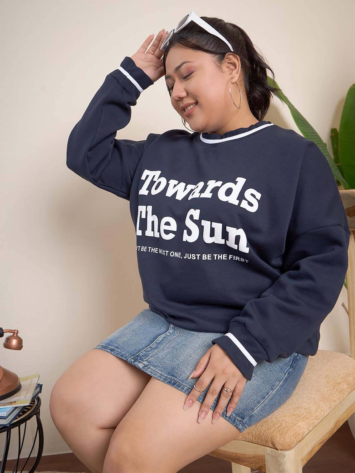 Lavender Cotton Round Neck Full Sleeves Typography Sweatshirt | HD56 - view 30