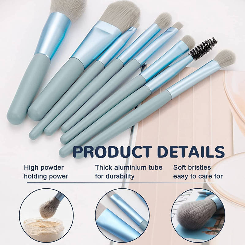 Makeup Blue Brush - Set Of 8 | T32 - view 5