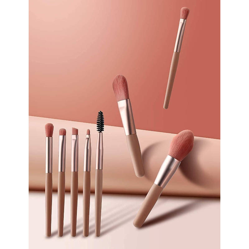 Makeup Pink Brush With Lether Bag Storage - Set Of 8 | T32 - view 2