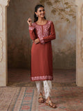 Women Floral Kashmiri Aari Embroidered Viscose Rayon Slim Fit Kurta | U3S - view 15