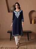 Women Aari Embroidered Viscose Rayon Keyhole Neck Kurta | U3S - view 1