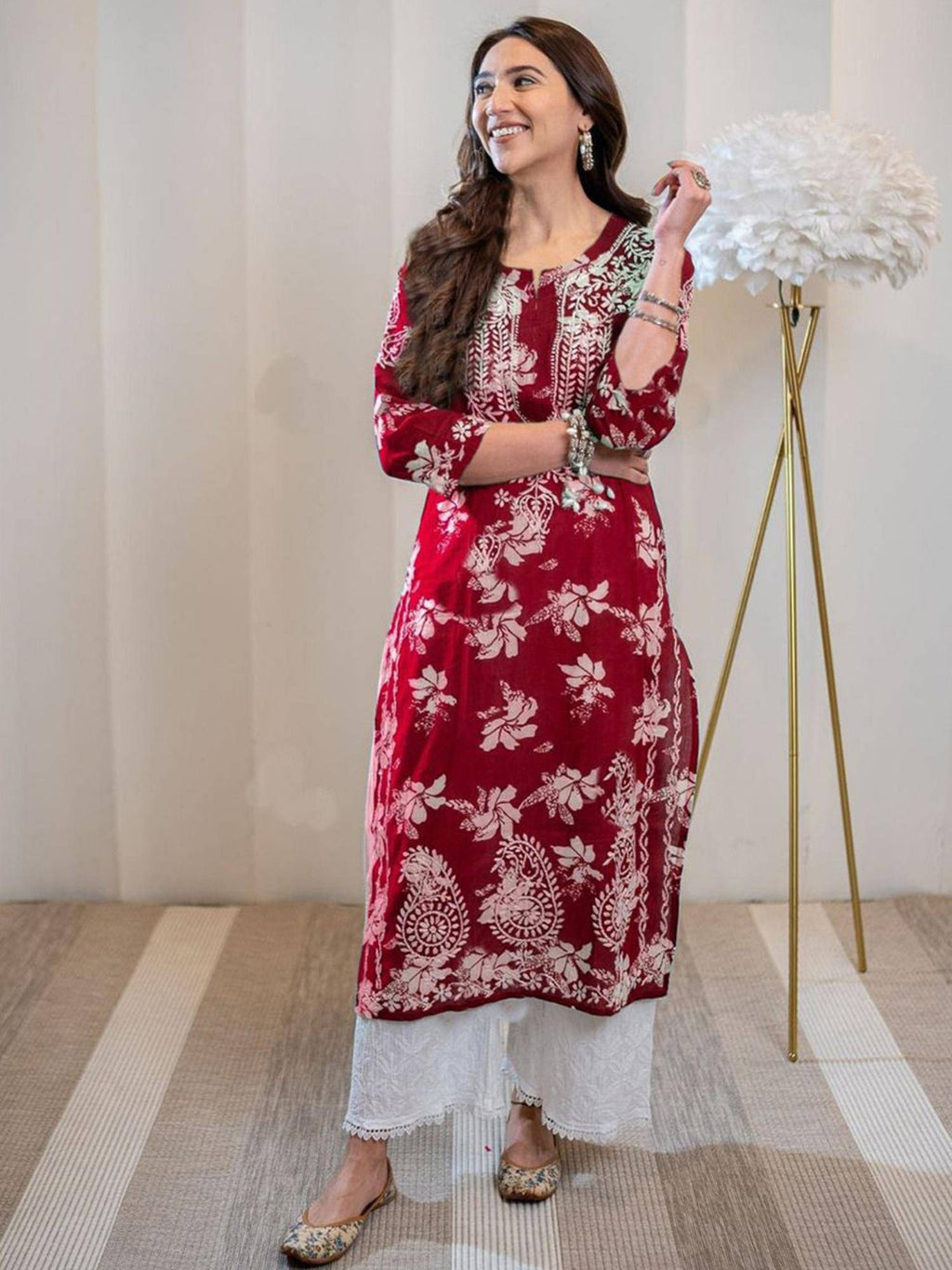 Womens Viscose Rayon Straight Floral Printed Kurta | KDG - view 1