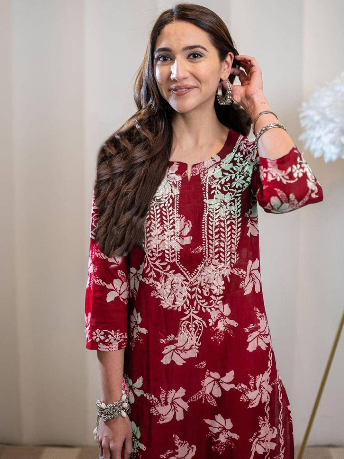 Womens Viscose Rayon Straight Floral Printed Kurta | KDG - view 2