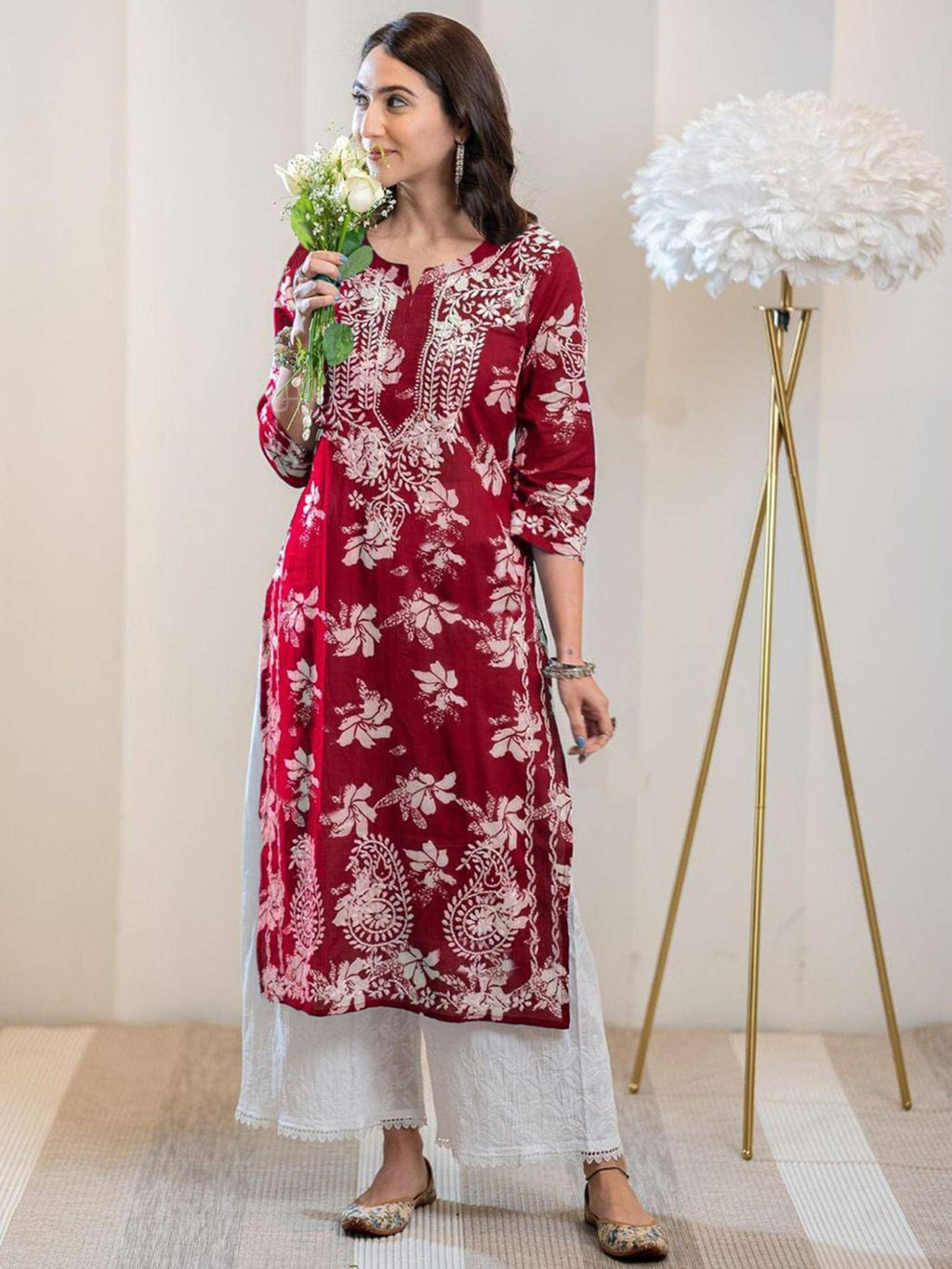 Womens Viscose Rayon Straight Floral Printed Kurta | KDG - view 4