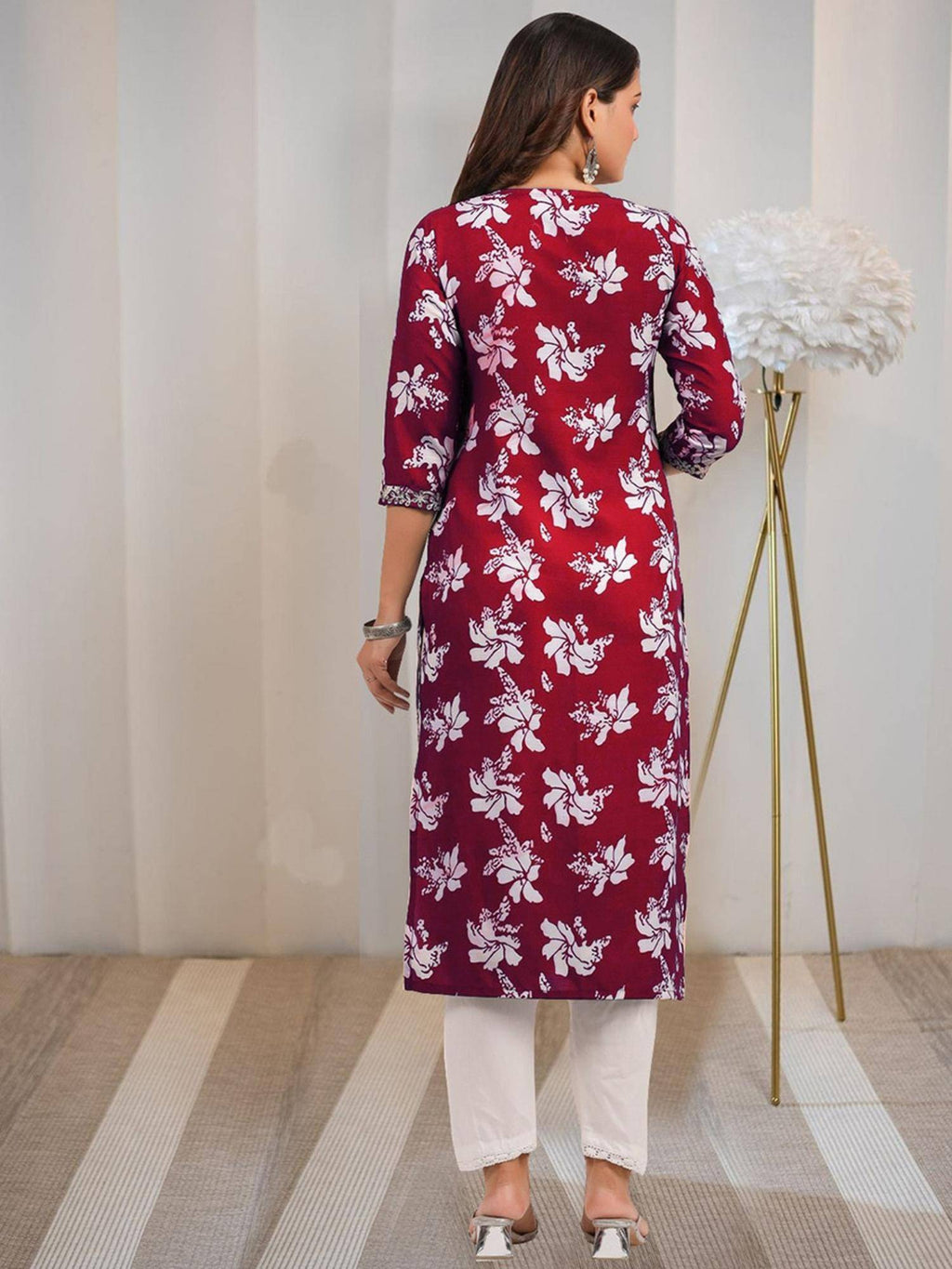Womens Viscose Rayon Straight Floral Printed Kurta | KDG - view 5