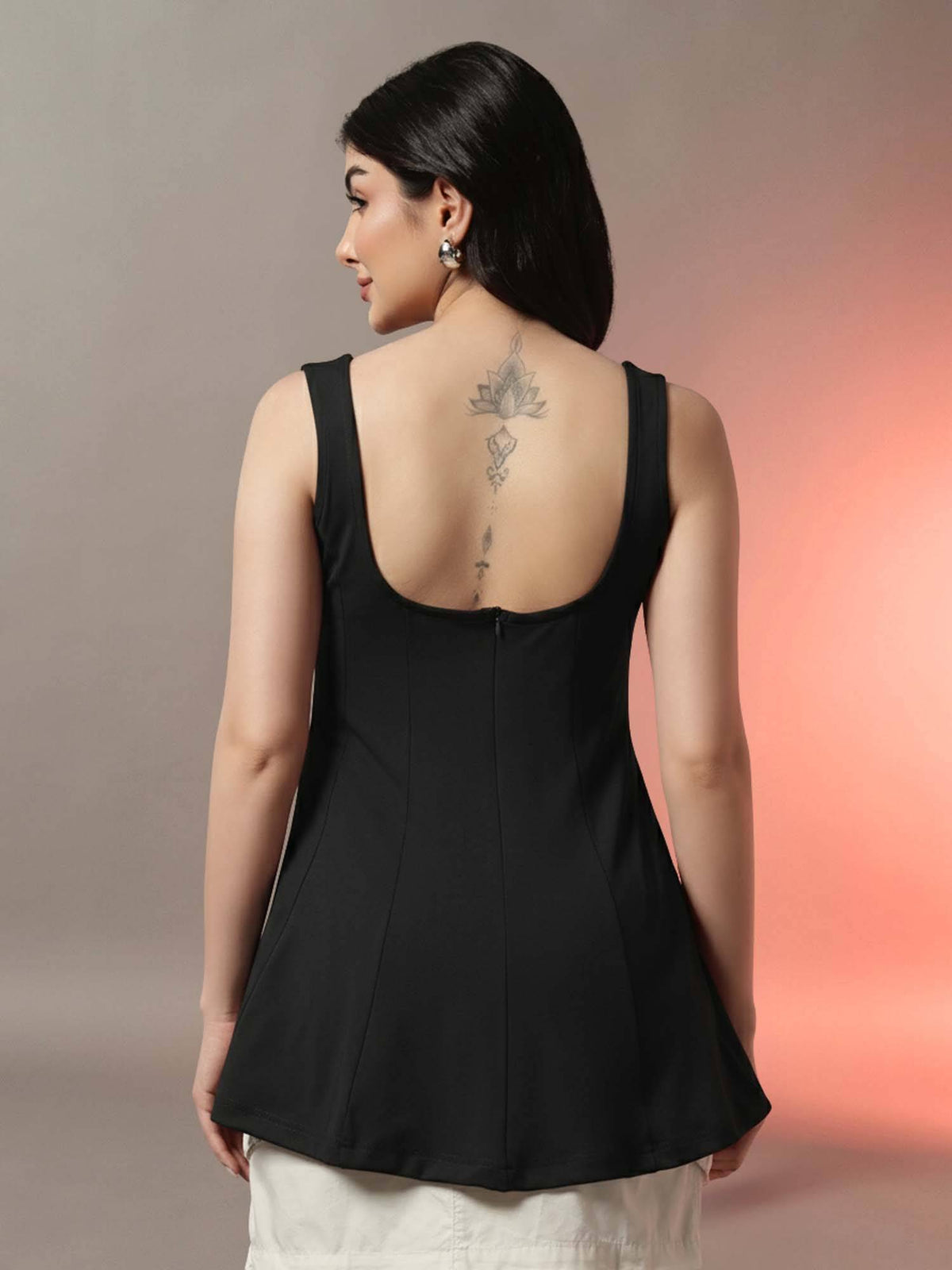 Women Black Peplum Top | pt51 - view 2