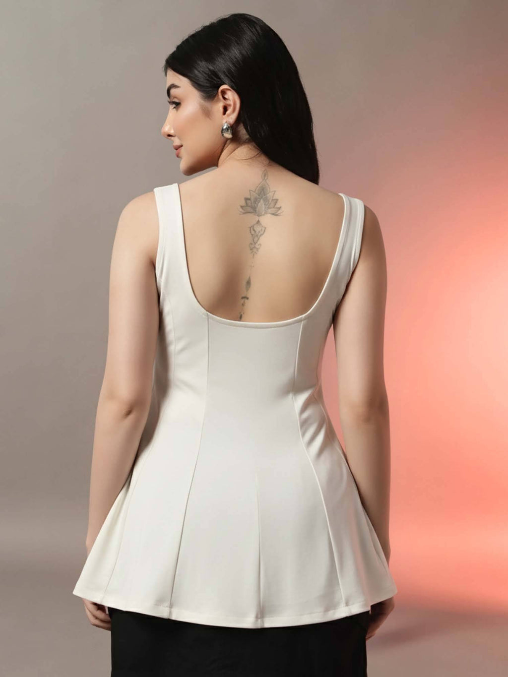 Women Off-White Peplum Top | pt51 - view 2