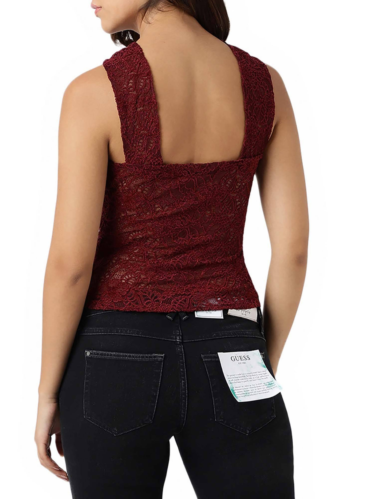 Women Maroon Self Design V-Neck Sleeveless Top | HT67 - view 2