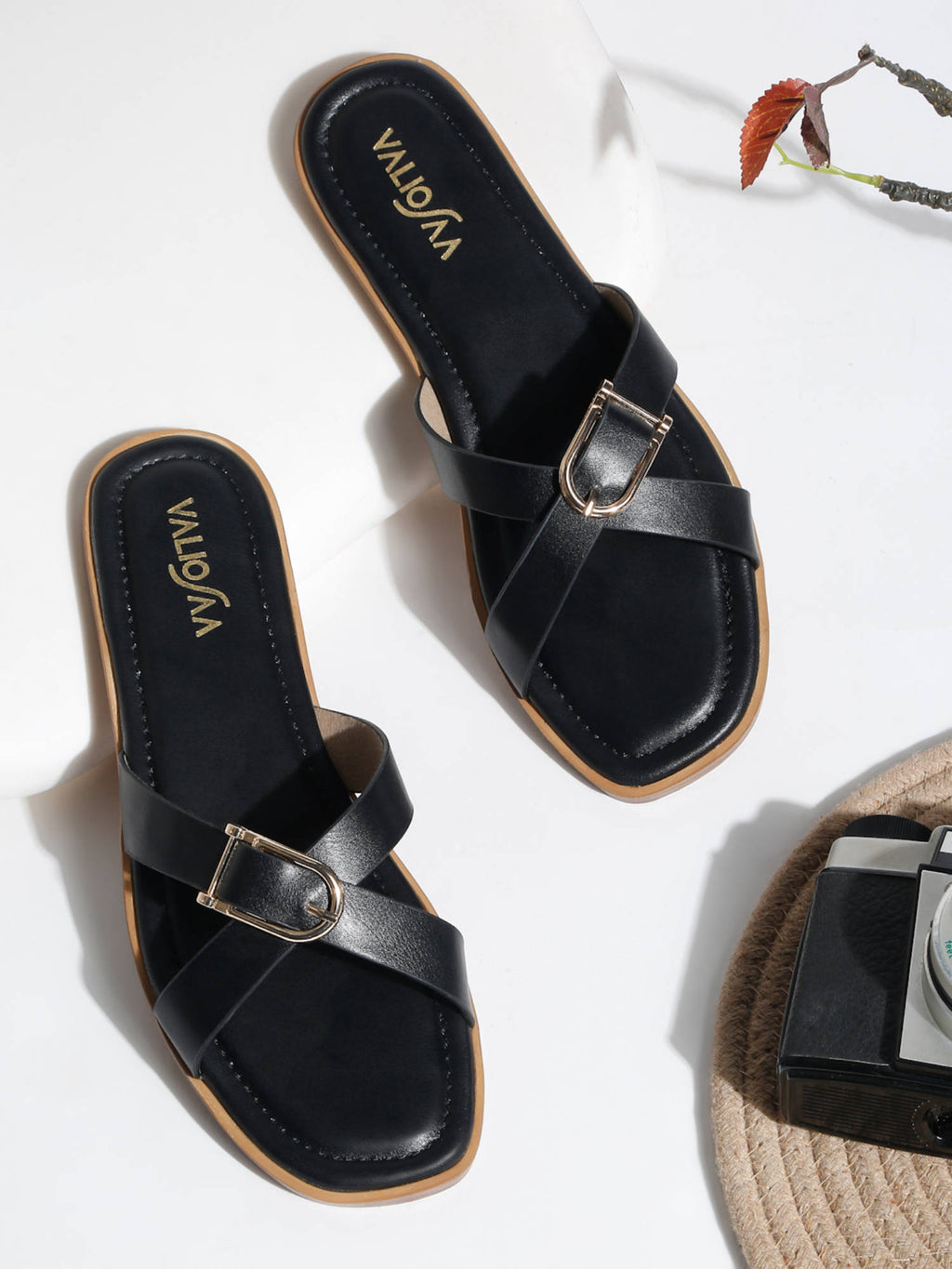 Women Black Square Toe Casual Flats | F61 - view 1