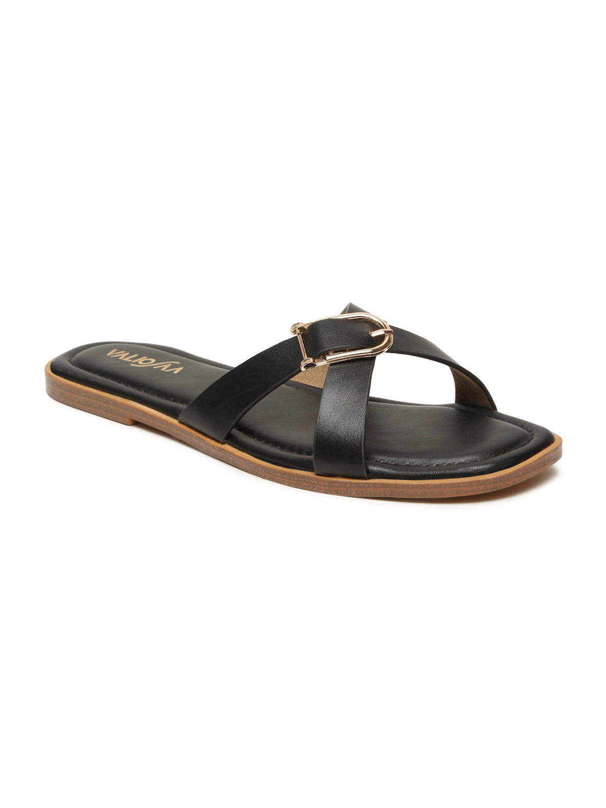 Women Black Square Toe Casual Flats | F61 - view 2