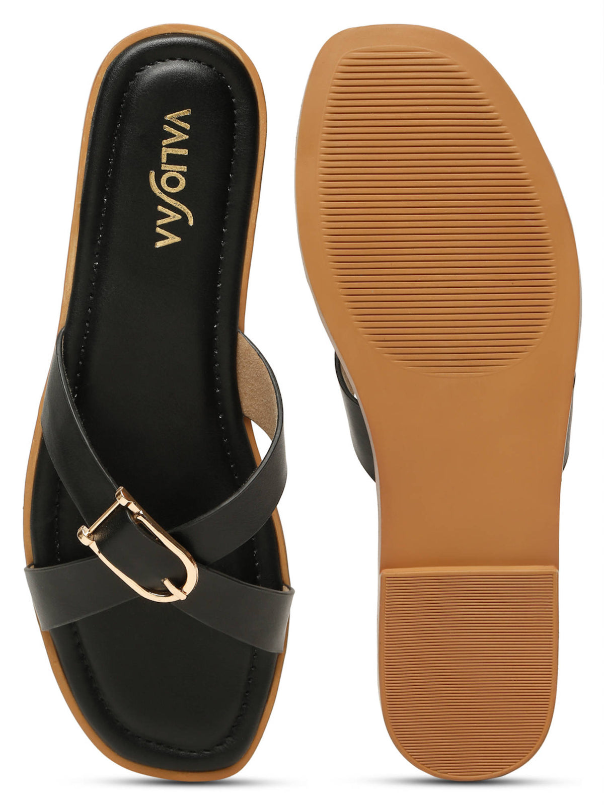Women Black Square Toe Casual Flats | F61 - view 6