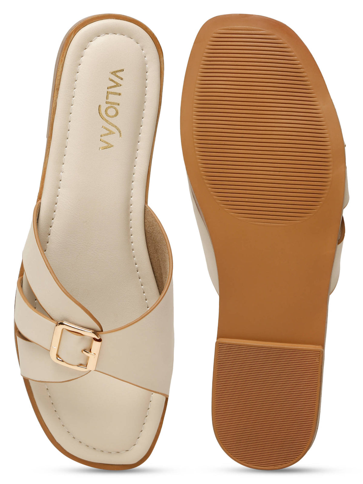 Women Cream Square Toe Casual Flats | F61 - view 4