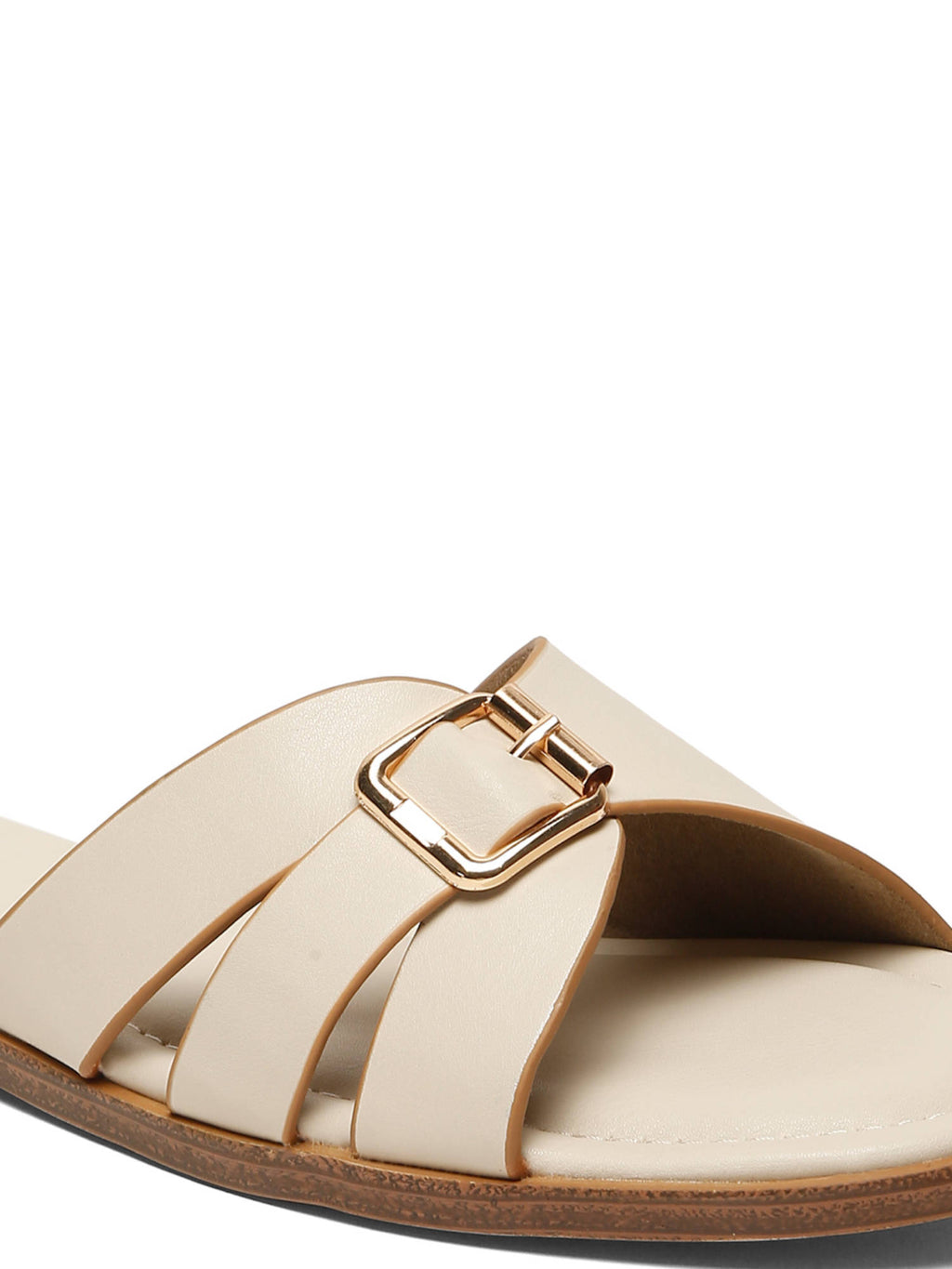 Women Cream Square Toe Casual Flats | F61 - view 5