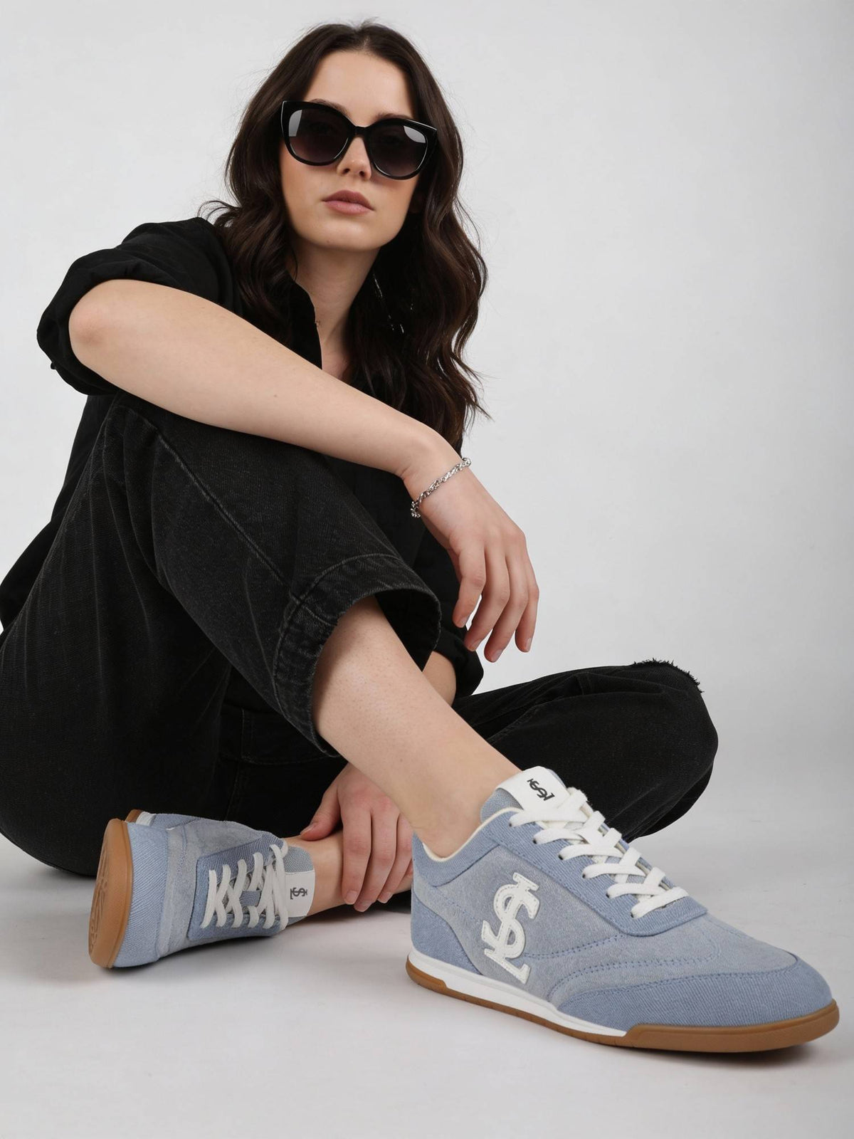 Sky Blue Lightweight and Comfortable Casual Lace-Up Denim Sneakers | SN09 - view 1